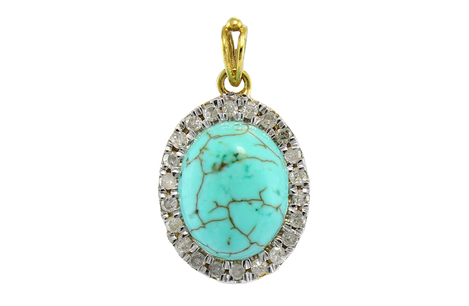 Vp Jewels 10K Solid Gold 0.22ct Genuine Diamond 9mm Oval Pendant