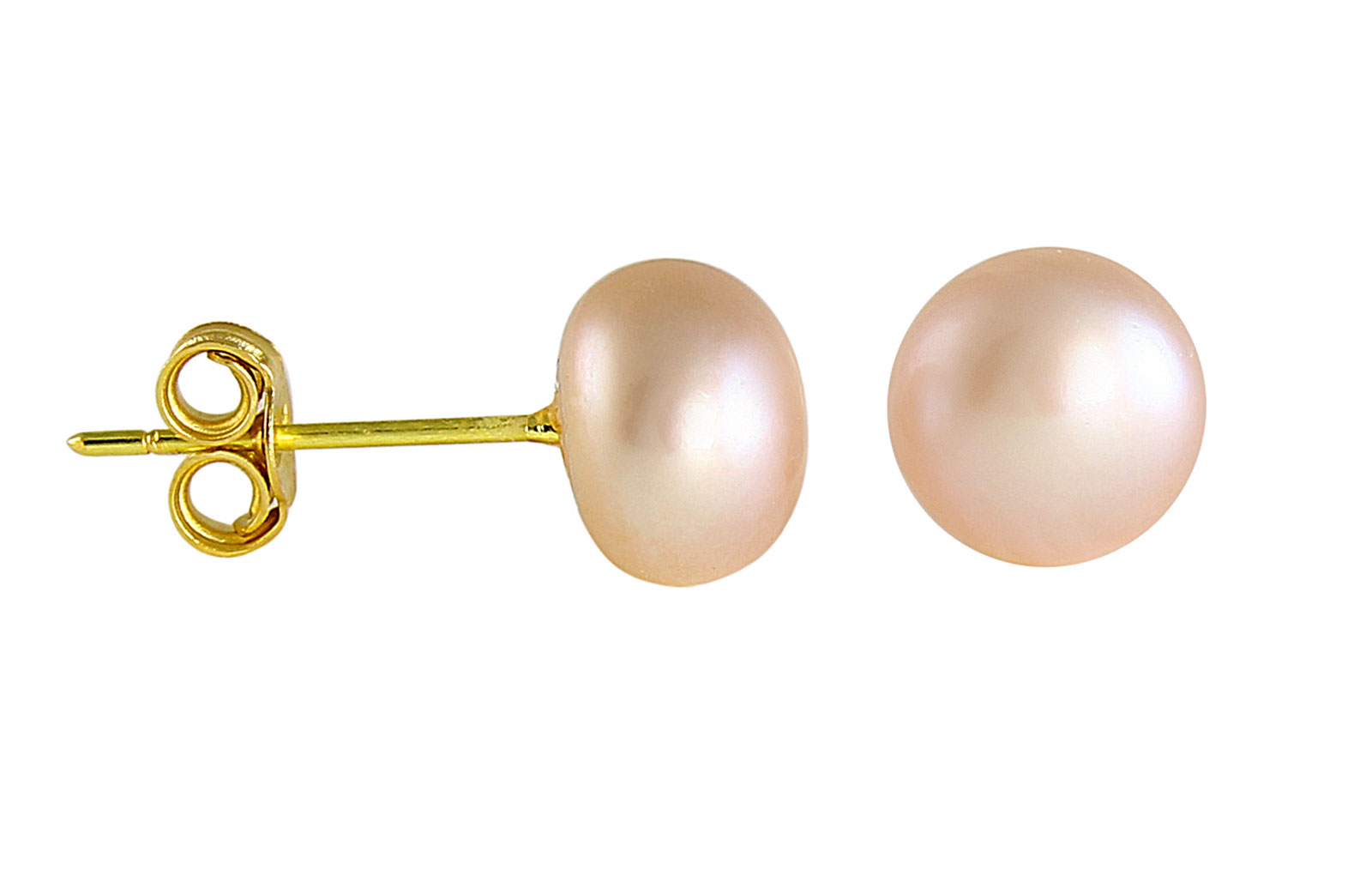 VP Jewels: 18K  Yellow Gold 6-7mm Genuine Purple/Lavender Pearls Earrings