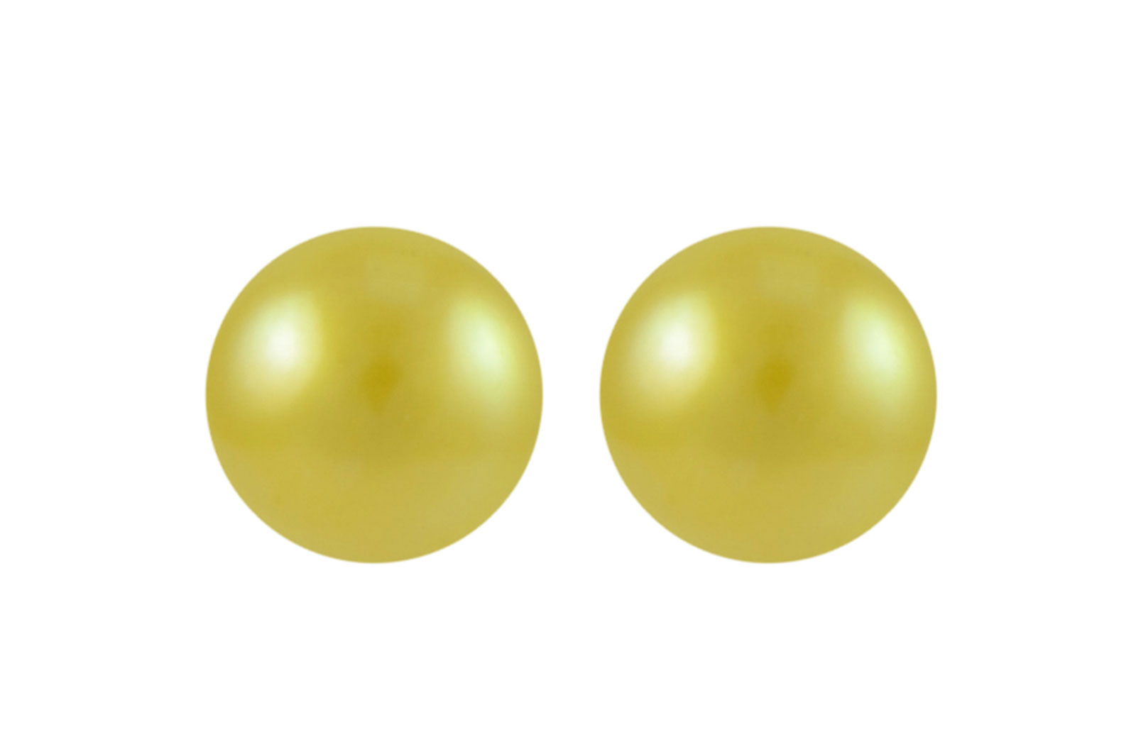 VP Jewels 18K  Yellow Gold 7-7.5mm Genuine Golden- Yellow Pearls Earrings 