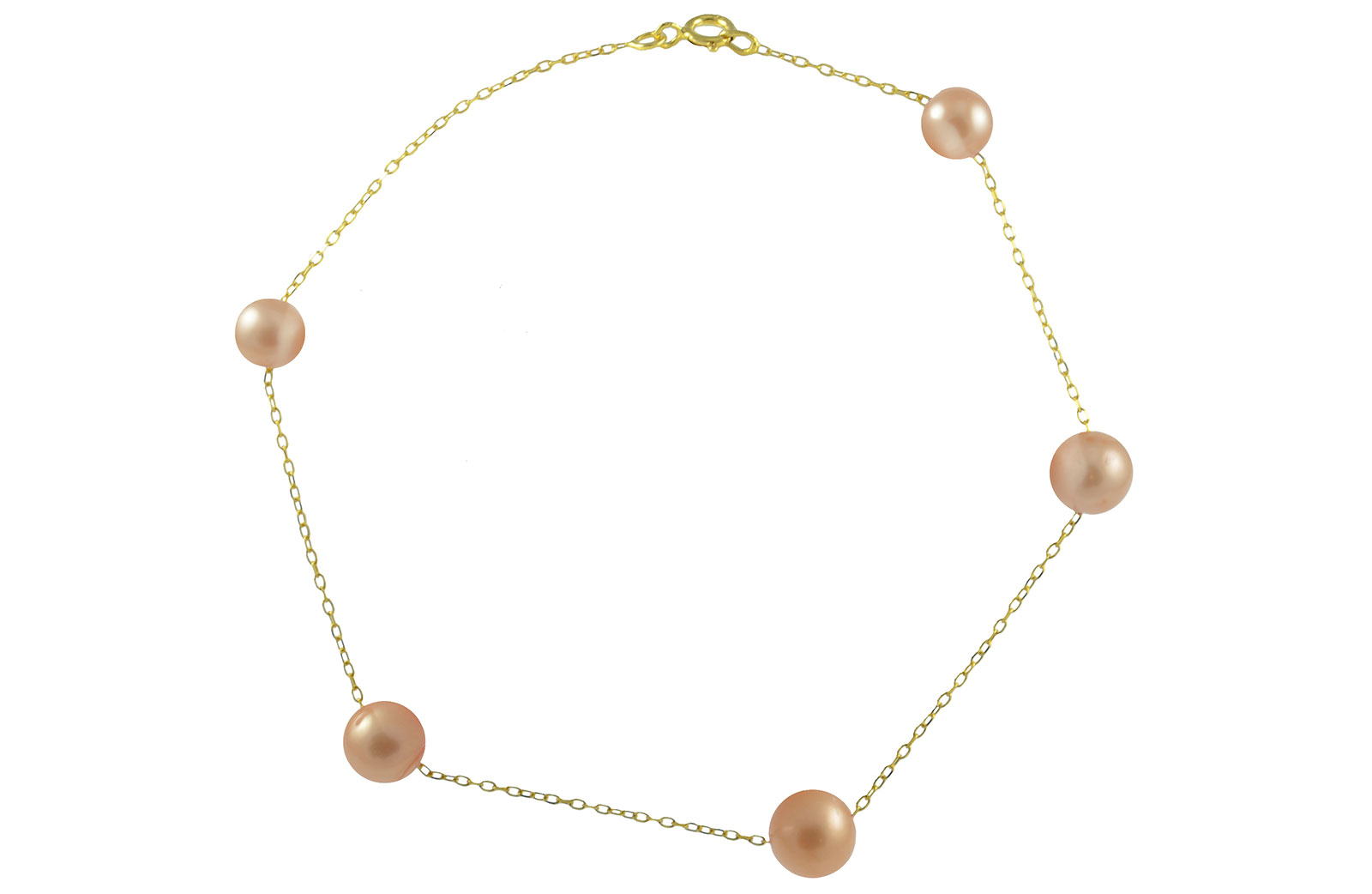 Vp Jewels 18K Solid Gold 5-7MM Gradual  Built-in Pink Bracelet