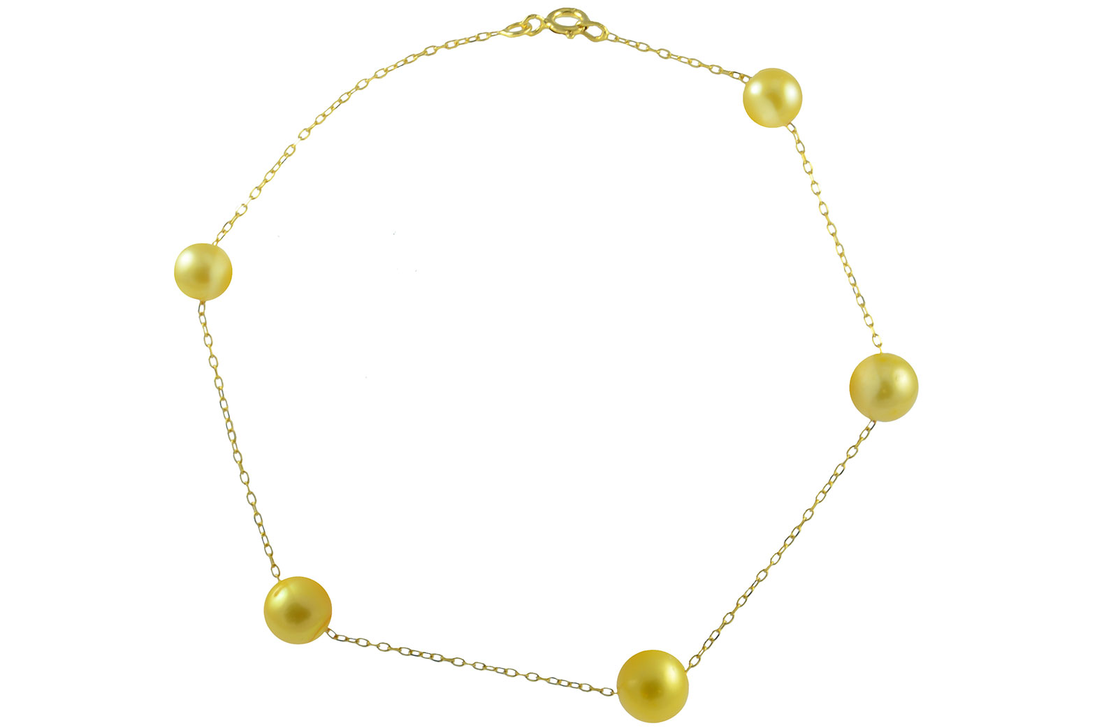 Vp Jewels 18K Solid Gold 5-7MM Gradual  Built-in Golden-Yellow Pearl Bracelet
