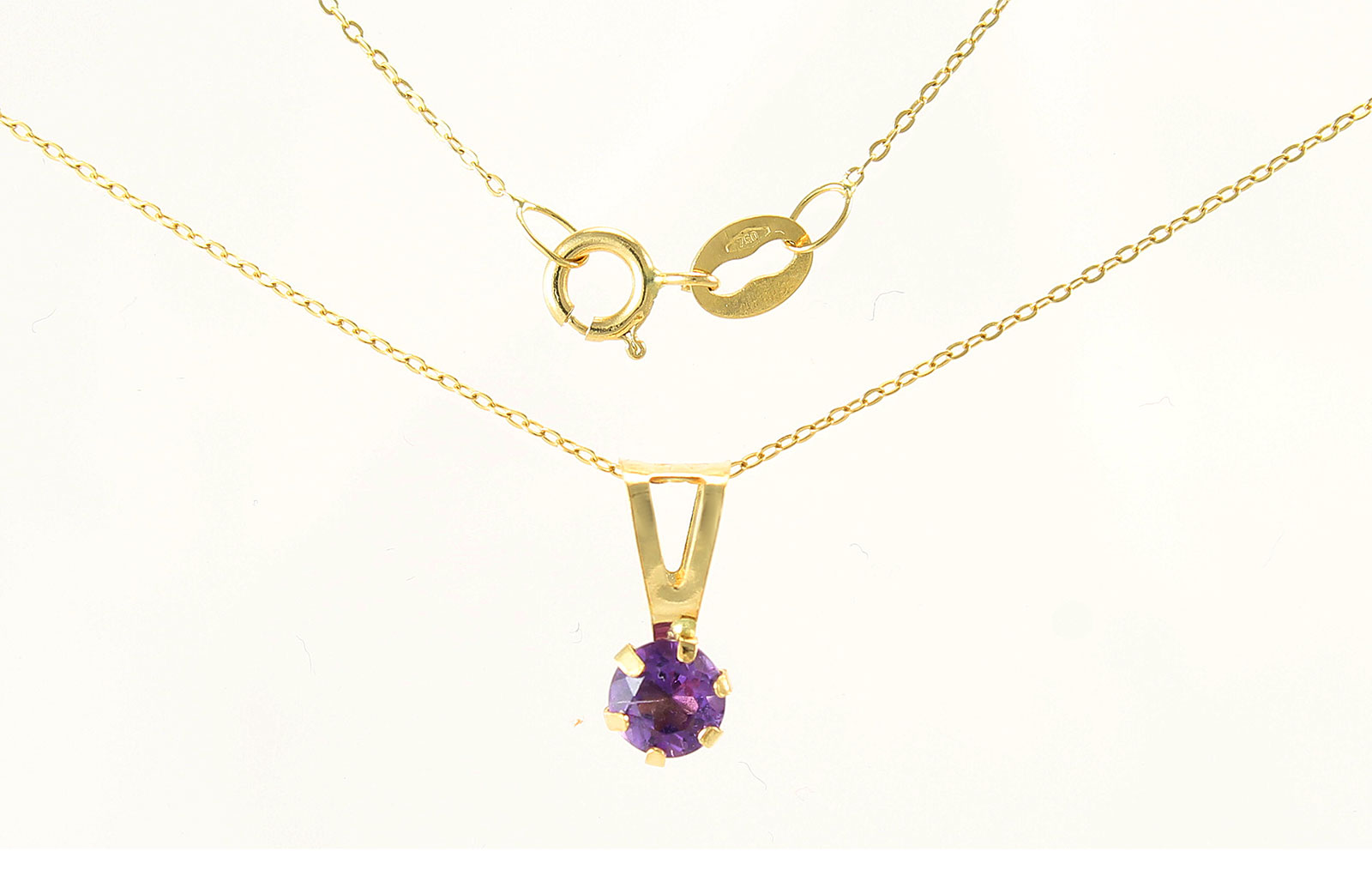 VP Jewels: 4mm Genuine Amethyst Solitaire Pendant + Chain