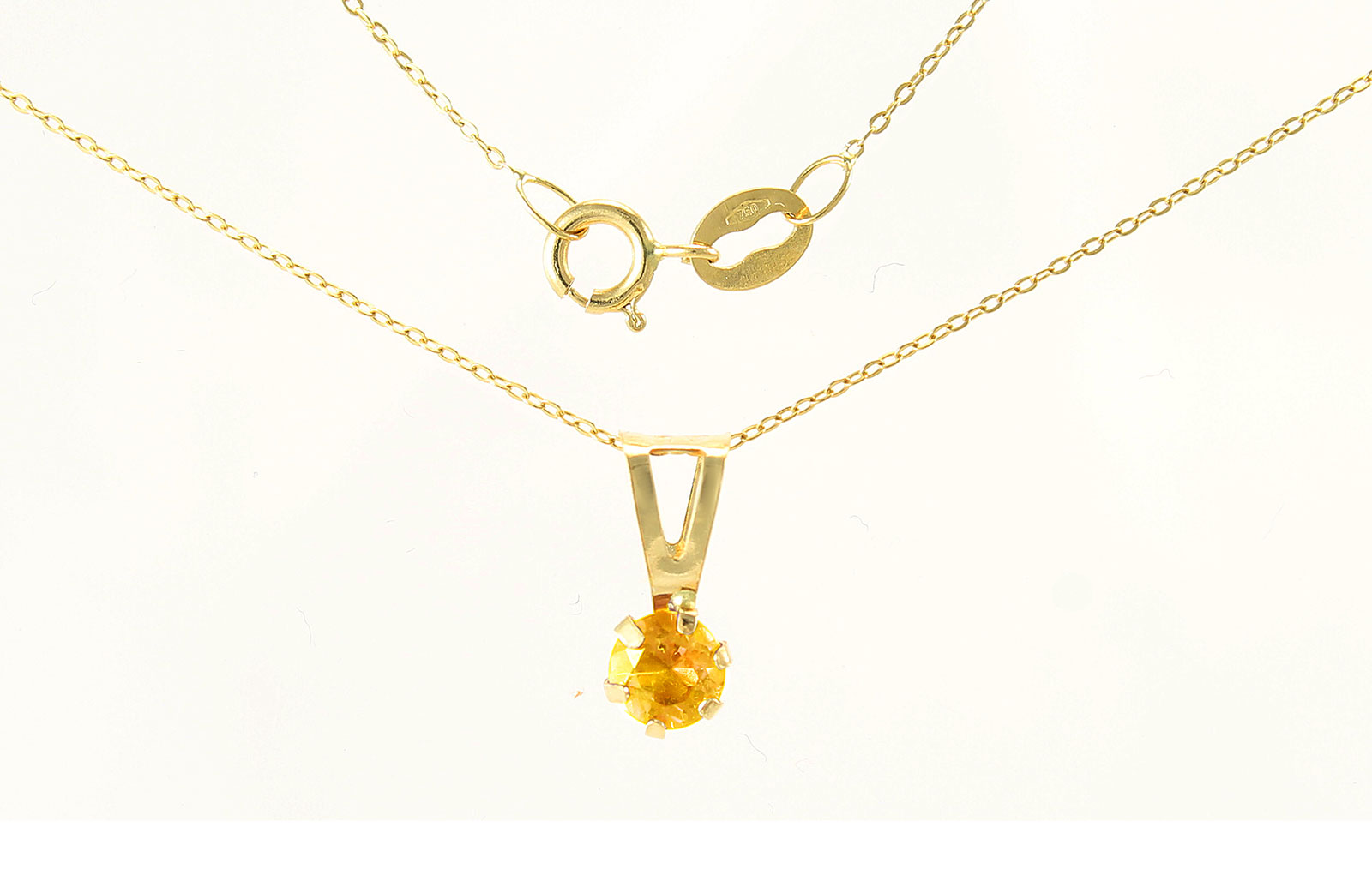 VP Jewels: 4mm Genuine Citrine Solitaire Pendant + Chain