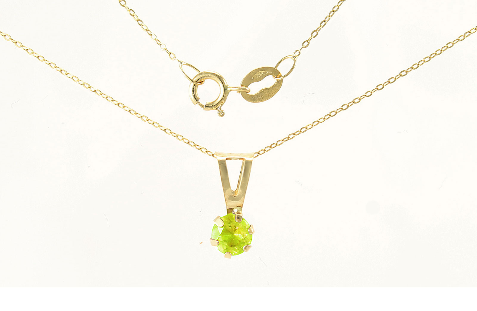 VP Jewels: 4mm Genuine Peridot Solitaire Pendant + Chain