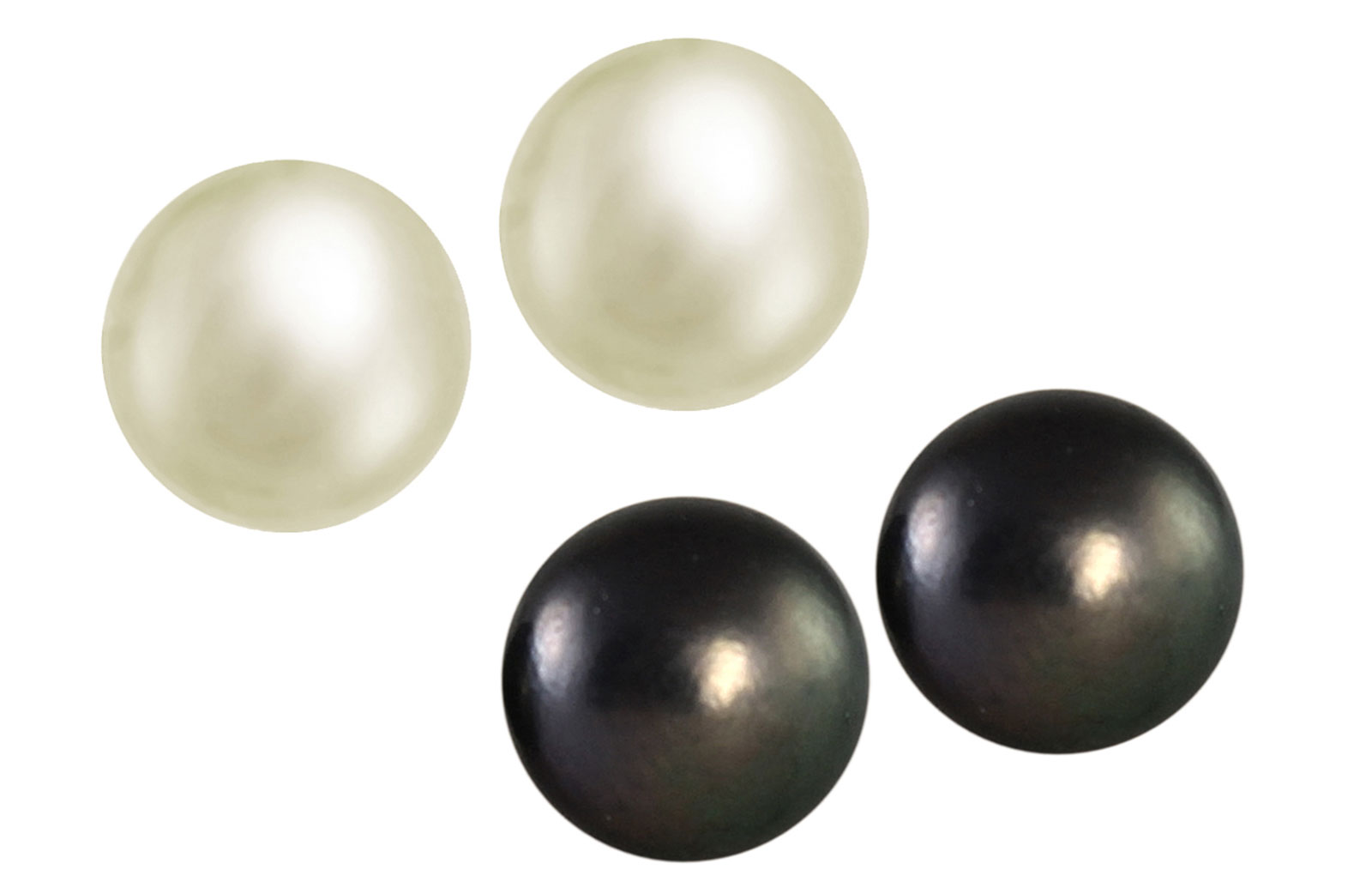 VP Jewels18K  Yellow Gold 6-7mm Genuine Black and White Pearls Earrings 